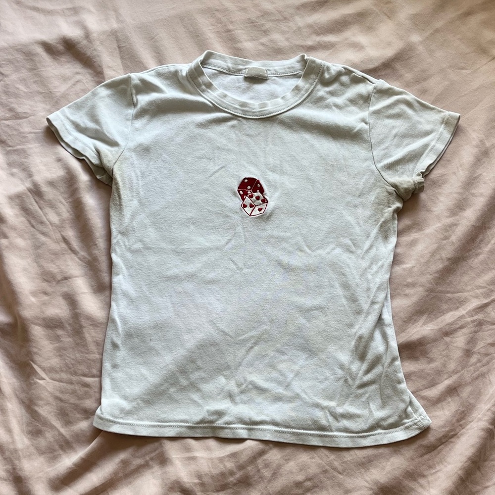 Brandy melville white dice baby tee!